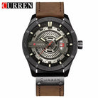 Reloj Curren 8301 café negro calendario original para hombre cuero