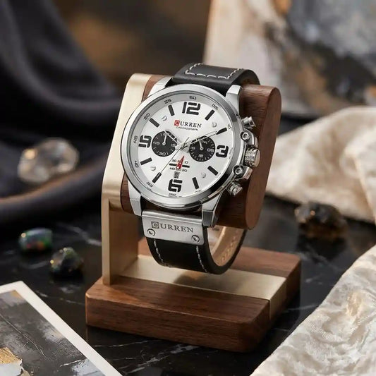Reloj Curren 8314 Blanco Negro cronógrafo presentación de lujo para hombre