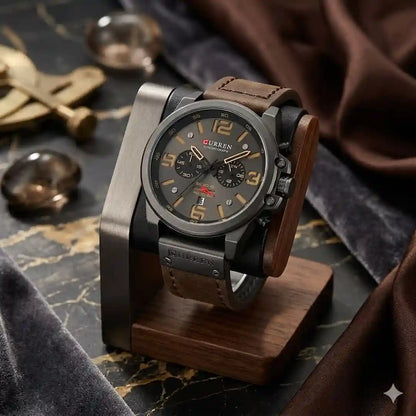 Reloj Curren 8314 Negro Café cronógrafo presentación de lujo para hombre