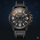 Reloj Curren 8314 Negro Negro cronógrafo original para hombre cuero