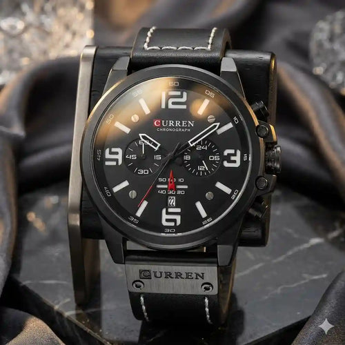 Reloj Curren 8314 Negro Negro cronógrafo presentación de lujo para hombre