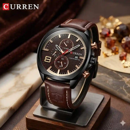 Reloj Curren 8324 Café Café cronógrafo presentación de lujo para hombre