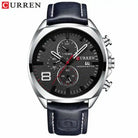 Reloj Curren 8324 Negro Negro cronógrafo original para hombre en cuero