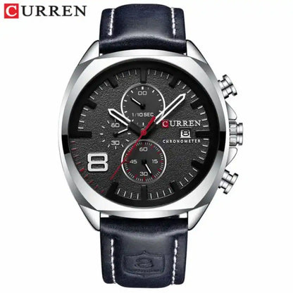 Reloj Curren 8324 Negro Negro cronógrafo original para hombre en cuero