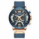 Reloj Curren 8329 Cobre Azul cronógrafo original para hombre Cuero