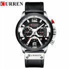 Reloj Curren 8329 Plata Negro cronógrafo original para hombre cuero