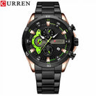 Reloj Curren 8402 Verde Fosforecente y negro cronógrafo original para hombre acero inoxidable